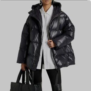 Stand Studio | Adeline Quilted Black Faux Leather Puffer Coat - 4